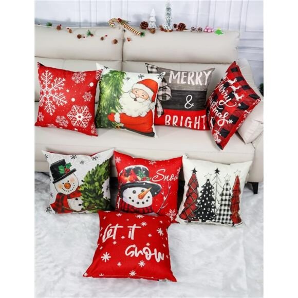 Christmas Decorations Set of 4 Double-Sided Print Christmas Pillow Covers - Picture 5 of 7